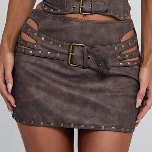 Outcast Rodeo Mini Skirt Chocolate Size M